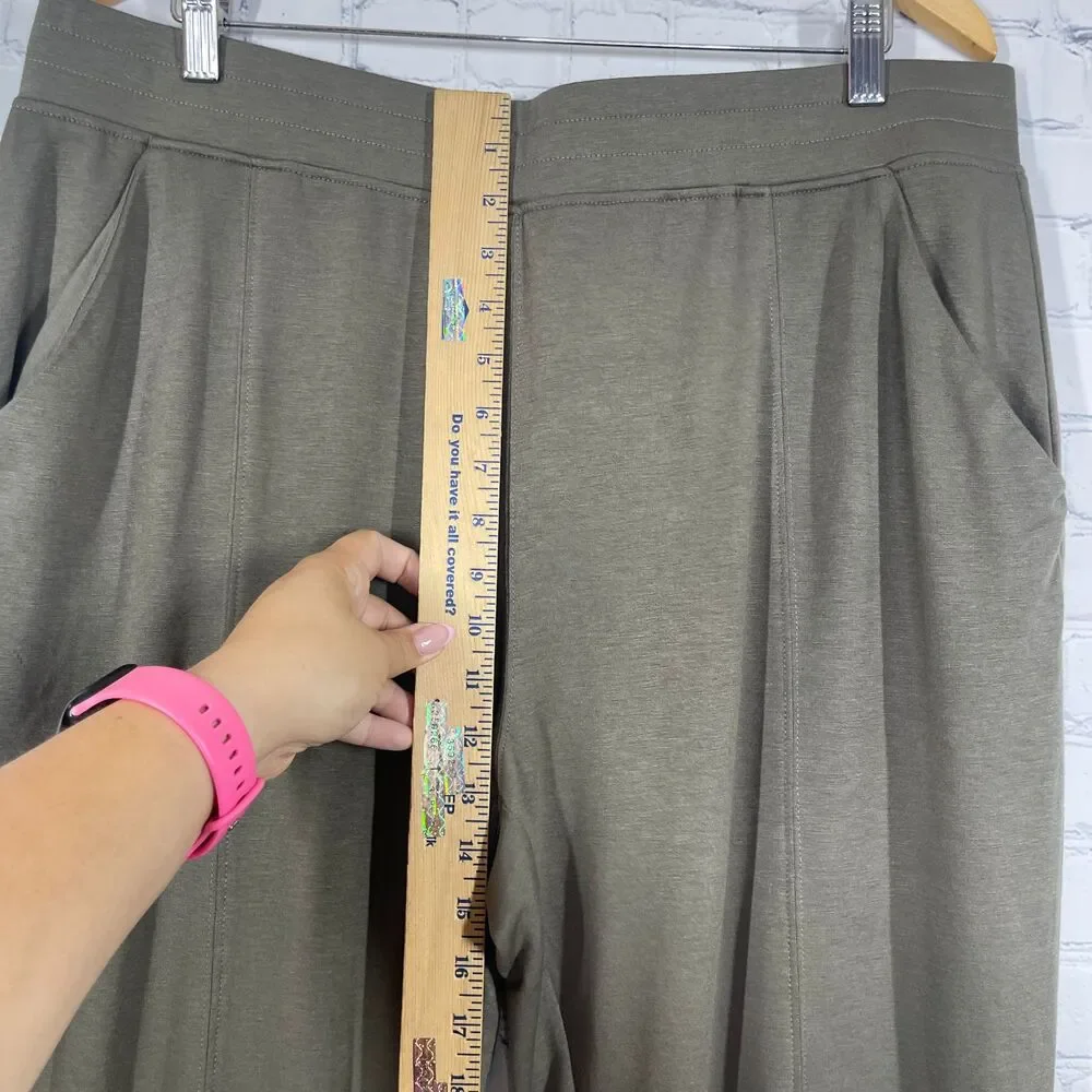 Cable & Gauge Womens Plus 1X Tapared Crop Pants Green Pull On Comfort Stretch - Picture 8 of 12